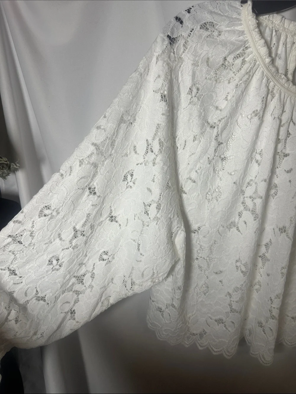 Free people Delicate White Lace Long-Sleeve Women's Top